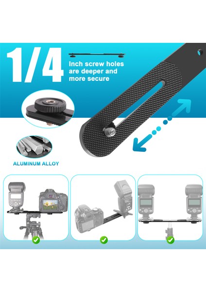 Çift Flaş Braketi Sıcak Yuva Braketi Montaj Tutucu Tripod Standı Dslr Kamera Için (Yurt Dışından) indirimleri