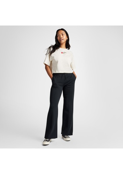 Wide-Leg French Terry Kadın Siyah Eşofman Altı