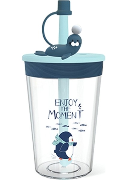 Çocuk Karikatür Deniz Hayvan Içme Kupası Güvenli ve Çevre Dostu Plastik Içme Bardağı (Lacivert) (Yurt Dışından)