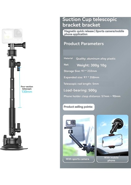 Go-Quick Iı Aksiyon Kamera Akıllı Telefon Vakumlu Tutucu 1/4 Inç Vida 360° Ballhead Gopro INSTA360 Telefon Araç Tutucu (Yurt Dışından) fiyatları