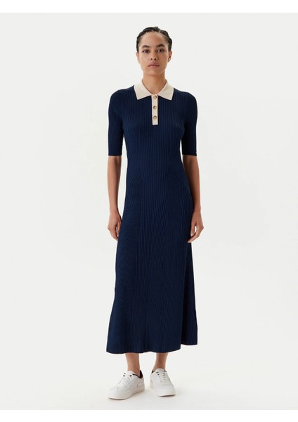 Th WW0WW47216 Mıxed Rıb Contrast Polo Kadın Elbise