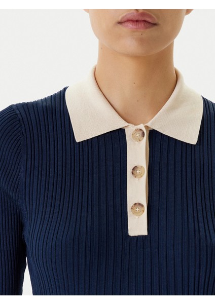 Th WW0WW47216 Mıxed Rıb Contrast Polo Kadın Elbise indirimleri