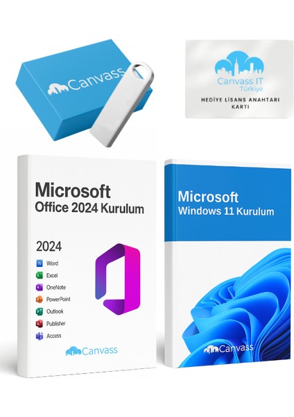Microsoft Office 2024 + Windows 11 Professional İşletim Sistemleri + USB