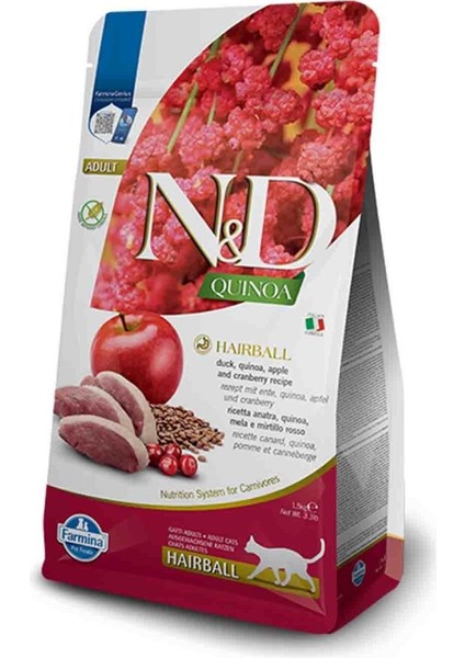 Quinoa Tahılsız Tüy Yumağı Önleyici Yetişkin Kedi Maması 1,5kg