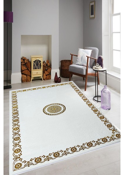 Sarar Moda Halı Zigana Saçaklı Göbek,çerçeve Desenli Salon,oturma,mutfak Modern Dokuma Halısı