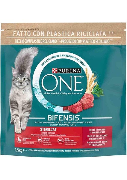 One Sığır Etli Kısırlaştırılmış Kedi Maması 1,5 kg
