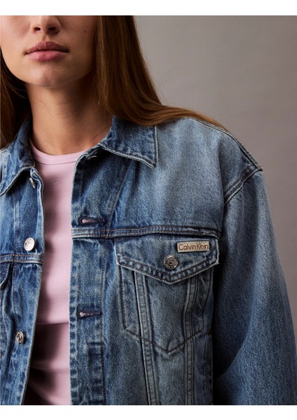 Ck LV047B075G 90S Trucker Jacket Gold Dust Kadın Ceket fırsatları