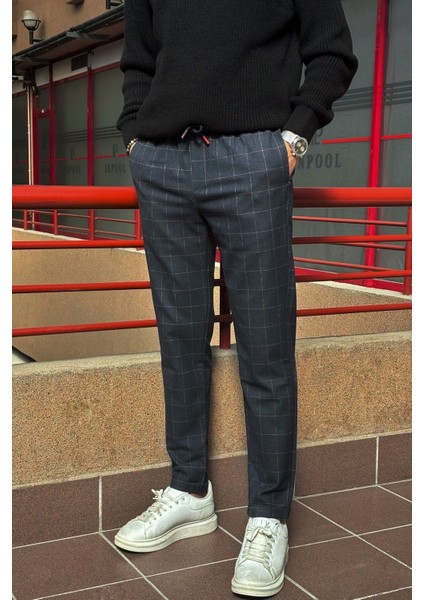 Erkek Kışlık Bel Lastikli Ekose Pantolon modelleri