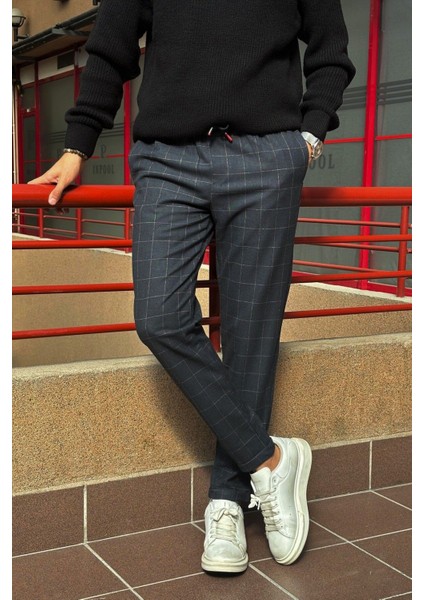 Erkek Kışlık Bel Lastikli Ekose Pantolon fırsatları