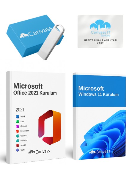 Microsoft Office 2021 + Windows 11 Professional İşletim Sistemleri + USB