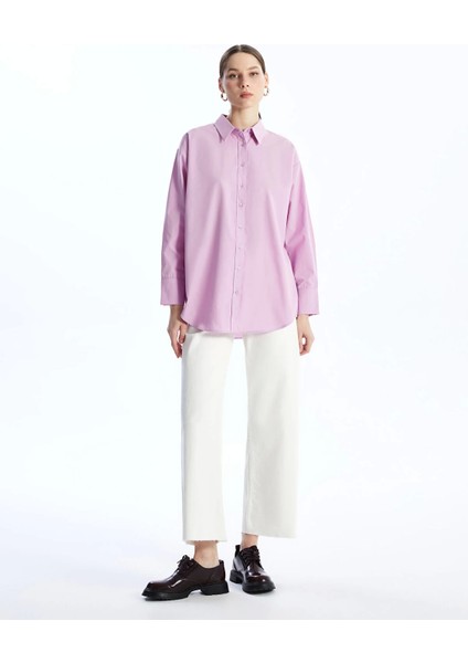 Lcw Modest Lila Düz Poplin Kadın Gömlek Tunik fiyatları