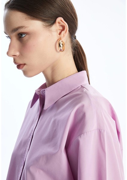 Lcw Modest Lila Düz Poplin Kadın Gömlek Tunik modelleri