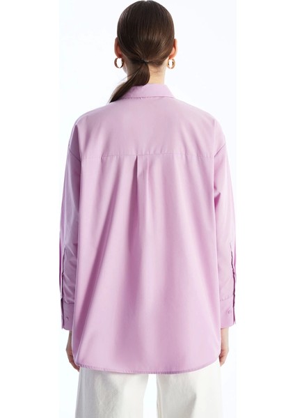 Lcw Modest Lila Düz Poplin Kadın Gömlek Tunik indirimleri