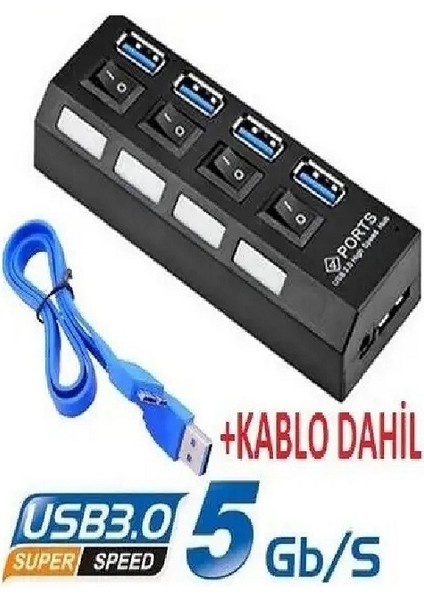 USB 3.0 4 Port Hub ⚡ Hızlı Çoğaltıcı Çoklayıcı Anahtarlı USB Çoklayıcı modelleri