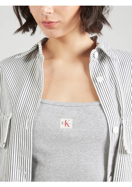 Ck LV047C908G A- Woven Label Rıb Camı Kadın Bluz modelleri