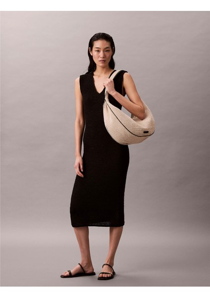 Ck LV04F3060G Pınched Raffıa Large Shoulder Kadın Çanta