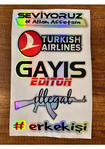 Oto Arka Cam Yazısı Hologramlı Yan Kapı, Yan Cam Stickerı Seviyoruz