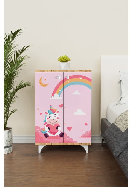 Pink Dream 2 Raflı Çok Amaçlı Dolap Çocuk Odası Dolabı modelleri