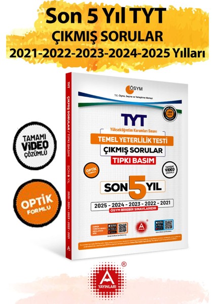 Son 5 Yıl Tyt Çıkmış Sorular-Tıpkı Basım-Bire Bir Ösym-Tamamı Video Çözümlü