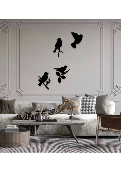 Modern Dörtlü Kuş Ahşap Mdf Duvar Dekorasyon Ürünü modelleri