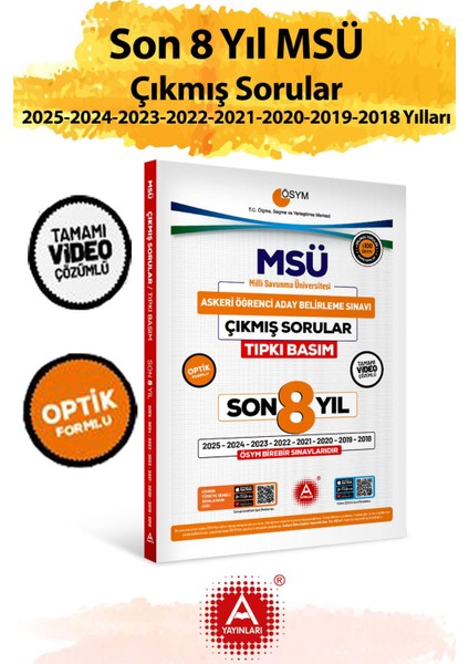 Son 8 Yıl Msü Çıkmış Sorular-Tıpkı Basım-Bire Bir Ösym-Tamamı Video Çözümlü