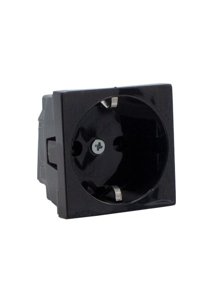 Ck P06 02 02 (Topraklı Priz 2 Modül Siyah Vida Bağ)