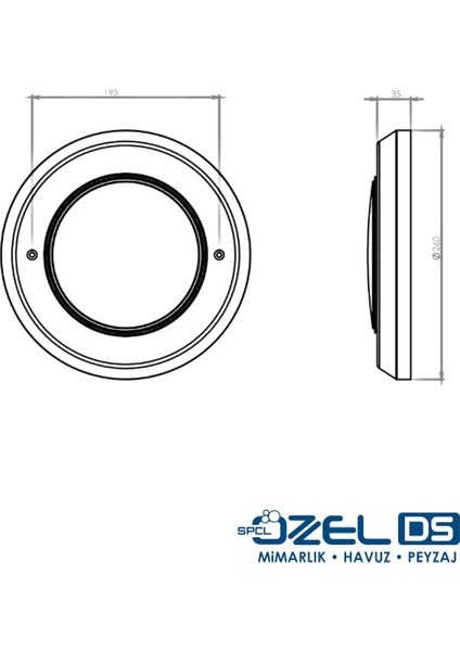 Slim Flat (Sıva Üstü Havuz LAMBASI)(26CM Çap 33MM Yükseklik) indirimleri