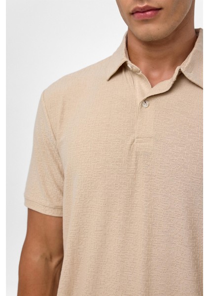 Bej Regular Düz Polo Yaka Tişört modelleri