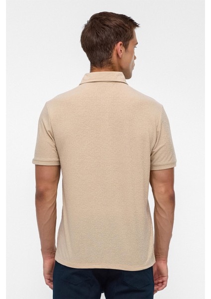 Bej Regular Düz Polo Yaka Tişört indirimleri