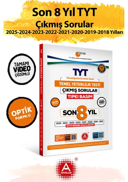 Son 8 Yıl Tyt Çıkmış Sorular-Tıpkı Basım-Bire Bir Ösym-Tamamı Video Çözümlü
