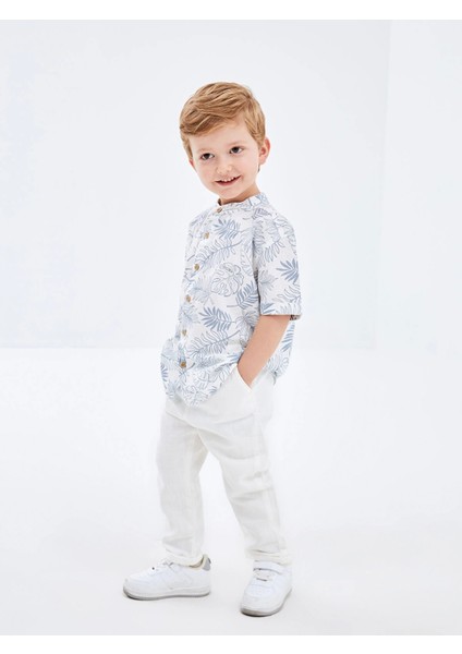 Lcw Kids Ekru Hakim Yaka Kısa Kollu Baskılı Erkek Bebek Gömlek modelleri