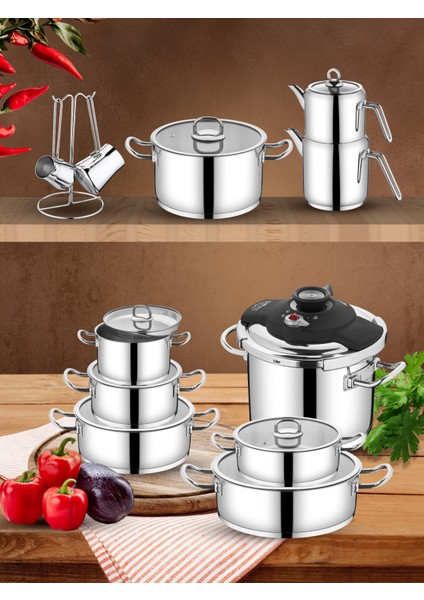 1087 Madrid 21 Parça Tencere Seti