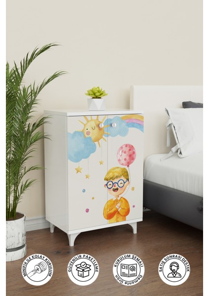 Sunny Day 2 Raflı Çok Amaçlı Dolap Çocuk Odası Dolabı