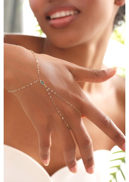 14 Ayar Altın Aynalı Zincirli Taşlı Şahmeran