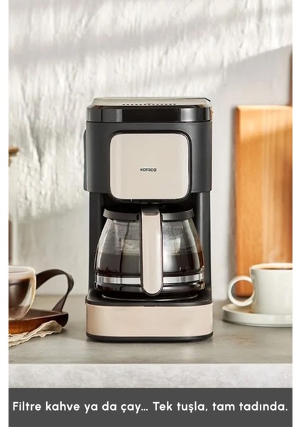 Just Coffee Aroma 2 In 1 Filtre Kahve ve Çay Demleme Makinesi Bej