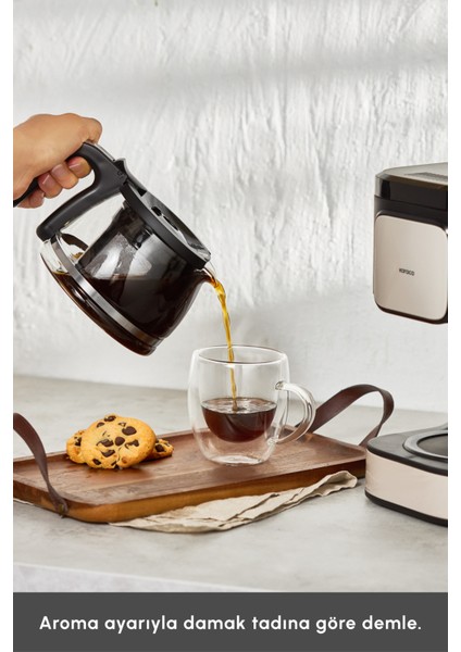 Just Coffee Aroma 2 In 1 Filtre Kahve ve Çay Demleme Makinesi Bej indirimleri
