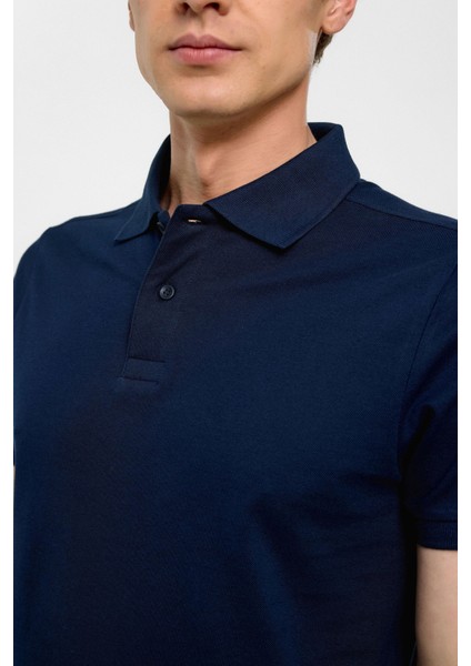 Lacivert Slim Düz Polo Yaka Tişört modelleri
