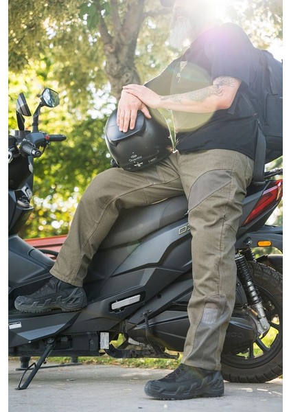 Yazlık Fileli Olive Cordura Motosiklet Pantolonu
