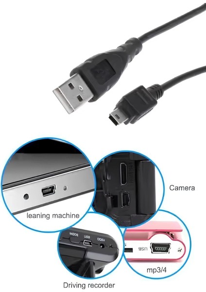 Mini USB 5‑pin Kablo 🔌 Usb‑a To Mini‑b 5‑pin 1.5 m Siyah Data Şarj Kablosu fırsatları