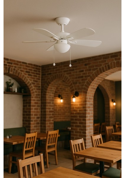 Vanti 60W E27 6 Kanatlı Avizeli Beyaz Ahşap Tavan Vantilatörü KCF281 modelleri