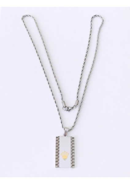 Kral Tacı Figürlü Çelik Kolye