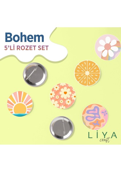Bohem 5 Adet Pastel Renkte Rozet