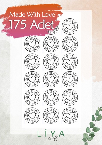 Made With Love Sticker Set 3 cm 175 Adet