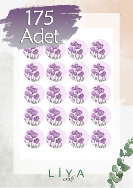 Mor Yuvarlak Çiçek Set 175 Adet (3 Cm)