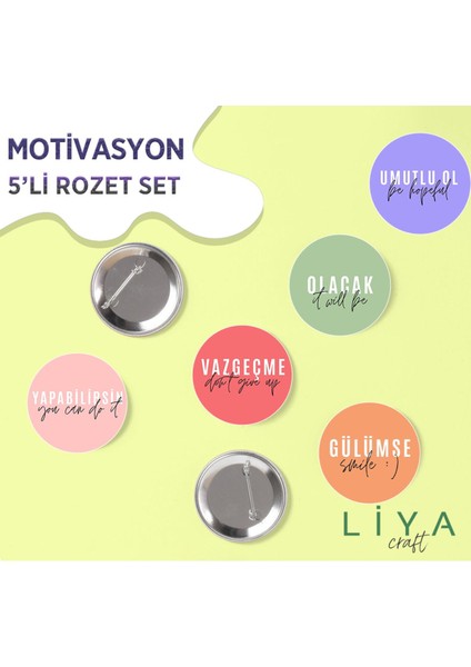 5 Adet Motivasyon Temalı Rozet