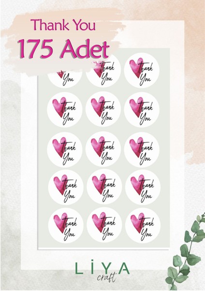 Teşekkür Ederiz Thank You Sticker Set 3 cm 175 Adet