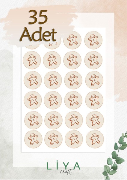 Bohem Kurabiye Sticker Set 35 Adet 3 cm