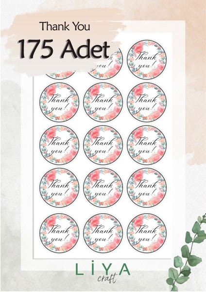Teşekkür Ederiz Sticker Set 3 cm 175 Adet