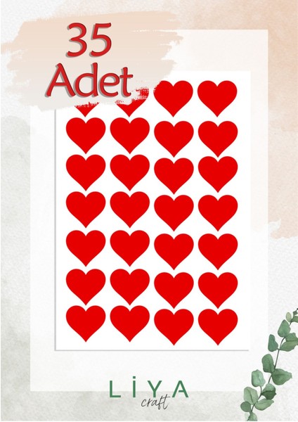 Dikey Kalp Seti Sticker 35 Adet 3 cm