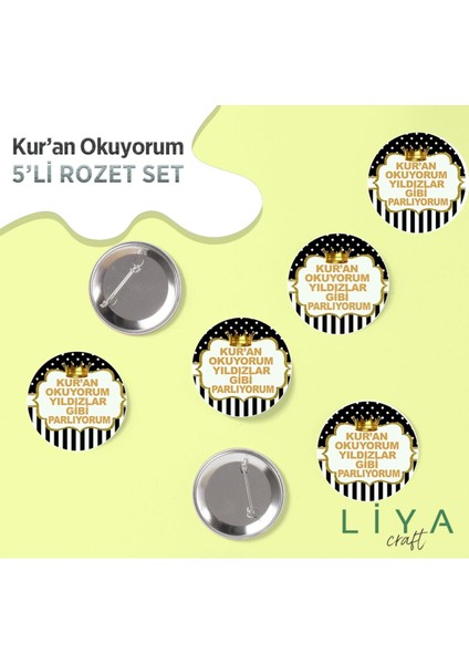 5 Adet Kur'an Okuyorum Rozet